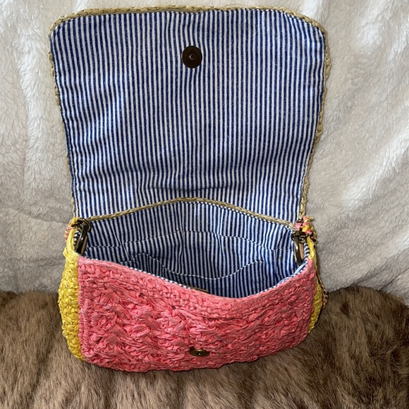 J Crew Color Block Raffia Straw Crossbody - Picture 3 of 5